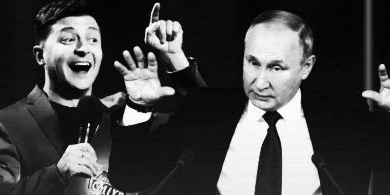 Volodymyr Zelens'kyj e Vladimiro Putin (fotomontaggio by soffuso)